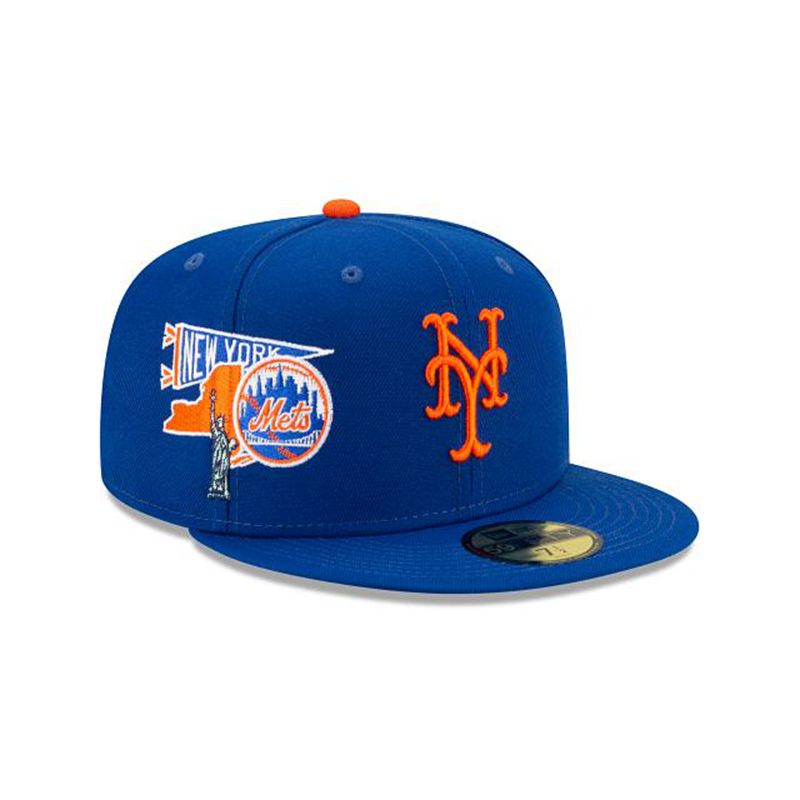 MLB New York Mets City Patch 59Fifty Fitted (CVB0899) - Blue New Era Caps